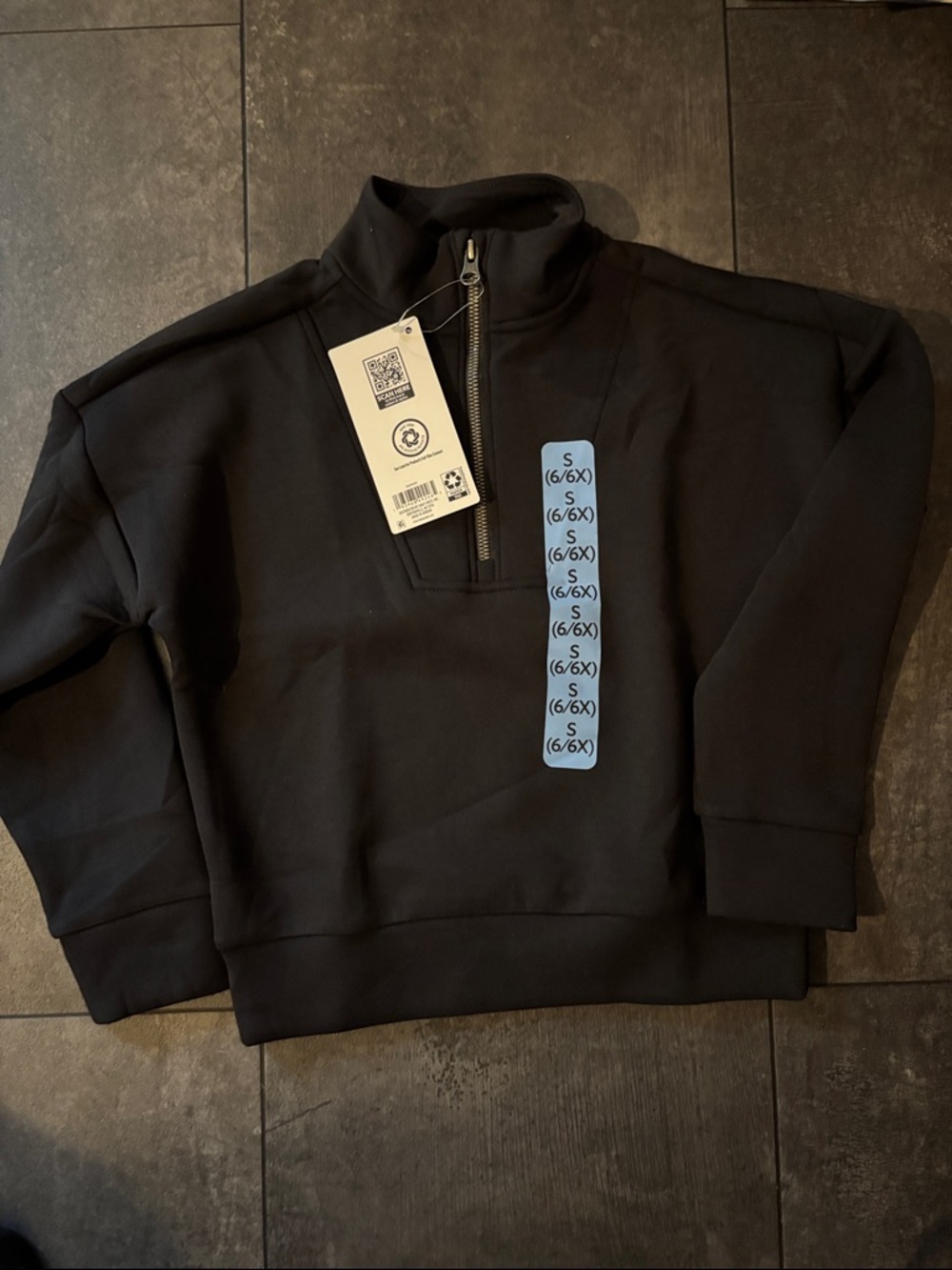Girls  Black Quarter-Zip Sweater - Unbranded